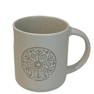 Speckled Stoneware Mug Embossed Snowflake Rustic Cream Coffee Cup